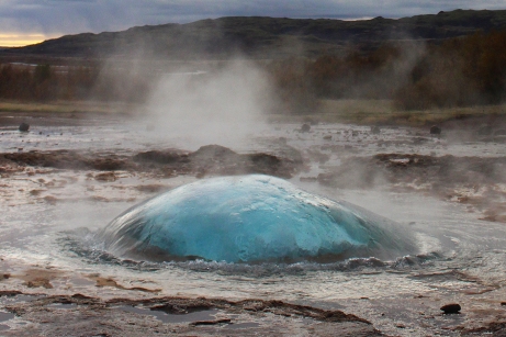 My favorite part of a geyser's eruption is this initial bubble, as the pressure starts to build. (Strokkur)