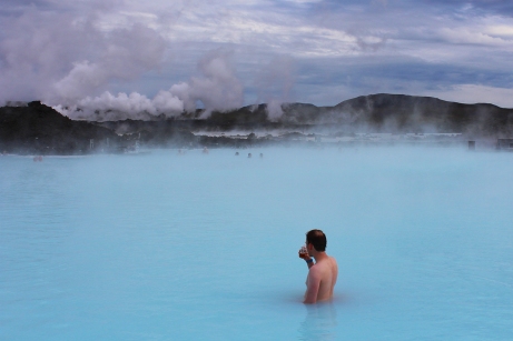 A man enjoys a beer in The Blue Lagoon
